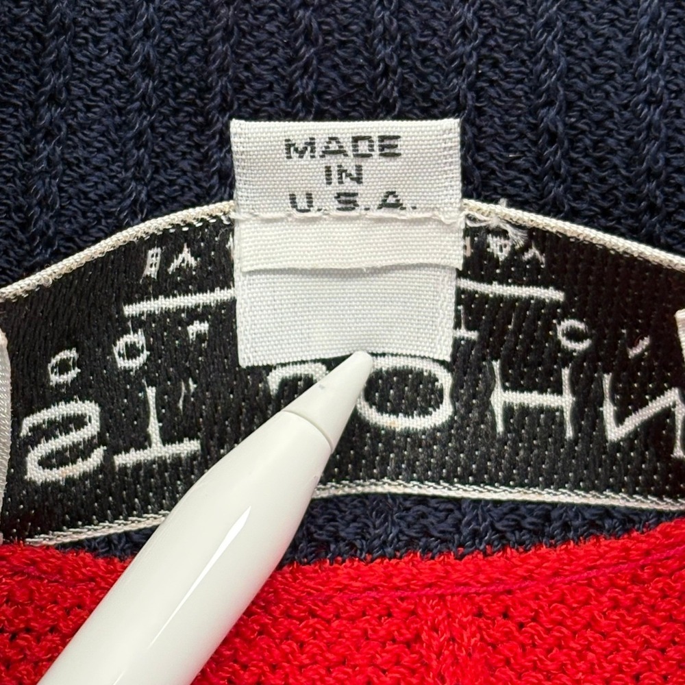 St John Santana Knit Full Zip Jacket Womens 4 Red Navy Gold Crest Nautical VTG - Picture 10 of 10